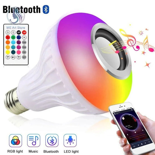 "Smart LED Light Bulb with Bluetooth Speaker & Remote Control"